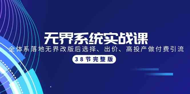 （9992期）无界系统实战课：全体系落地无界改版后选择、出价、高投产做付费引流-38节-iTZL项目网