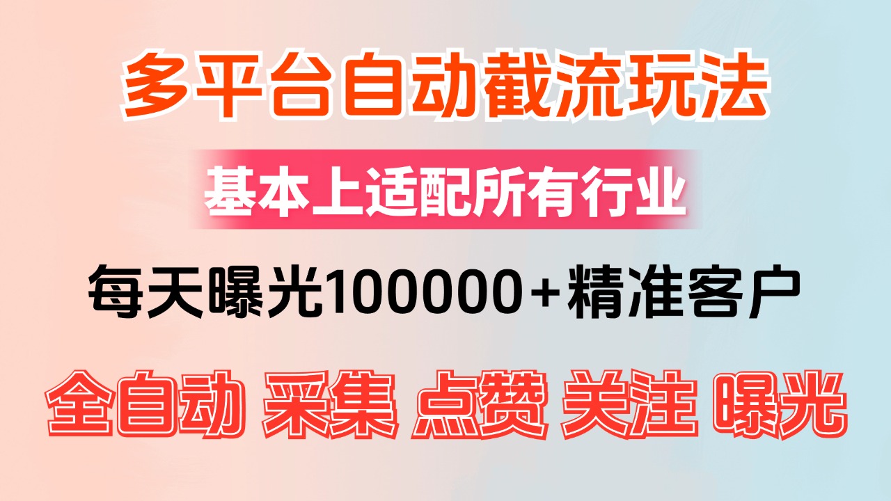 （12709期）小红书抖音视频号最新截流获客系统，全自动引流精准客户【日曝光10000+…-iTZL项目网