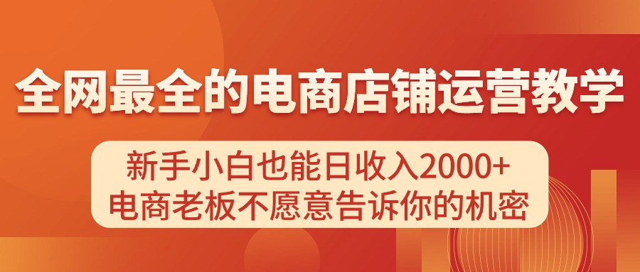 （11266期）电商店铺运营教学，新手小白也能日收入2000+，电商老板不愿意告诉你的机密-iTZL项目网