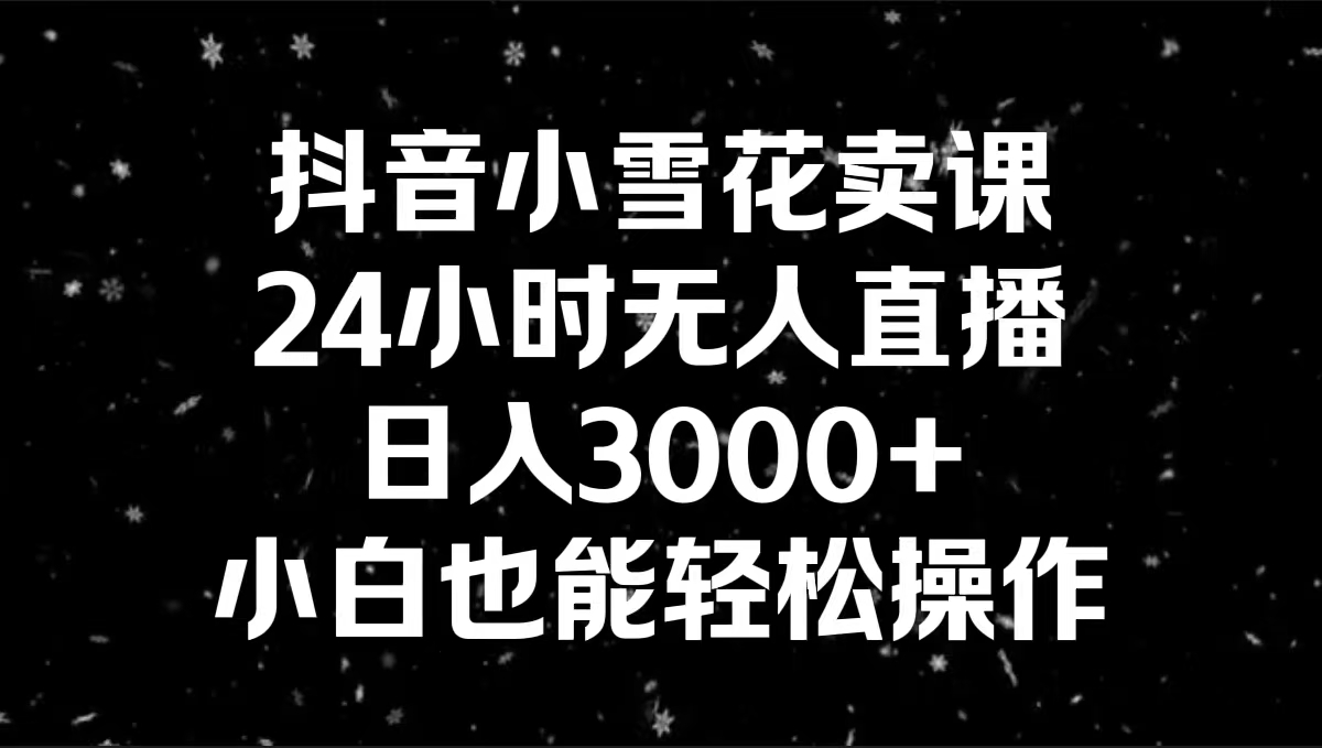 （8695期）抖音小雪花卖课，24小时无人直播，日入3000+，小白也能轻松操作-iTZL项目网