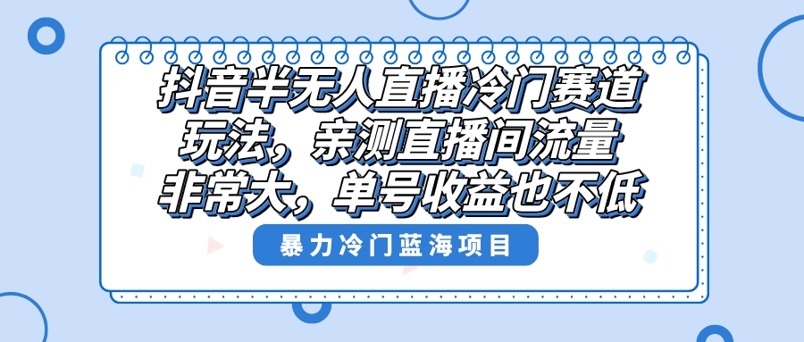 （8667期）抖音半无人直播冷门赛道玩法，直播间流量非常大，单号收益也不低！-iTZL项目网