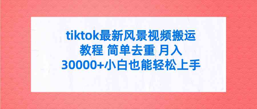 （9804期）tiktok最新风景视频搬运教程 简单去重 月入30000+附全套工具-iTZL项目网