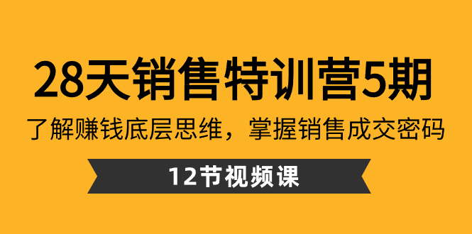 （8659期）28天·销售特训营5期：了解赚钱底层思维，掌握销售成交密码（12节课）-iTZL项目网