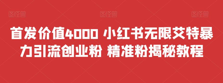 （6982期）首发价值4000 小红书无限艾特暴力引流创业粉 精准粉揭秘教程-iTZL项目网