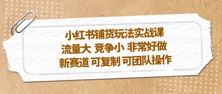 （5291期）小红书铺货玩法实战课，流量大 竞争小 非常好做 新赛道 可复制 可团队操作-iTZL项目网