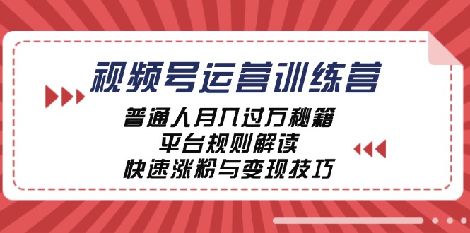 （12722期）视频号运营训练营：普通人月入过万秘籍，平台规则解读，快速涨粉与变现…-iTZL项目网