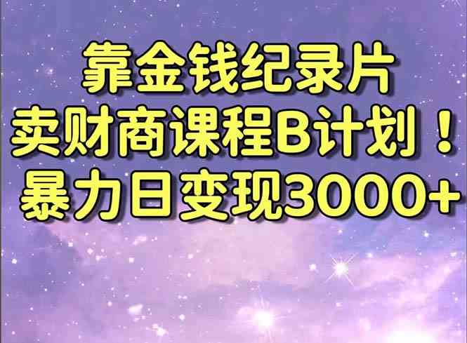 （8944期）靠金钱纪录片卖财商课程B计划！暴力日变现3000+，喂饭式干货教程！-iTZL项目网