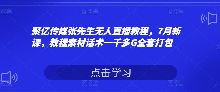 聚亿传媒张先生无人直播教程，7月新课，教程素材话术一千多G全套打包-iTZL项目网