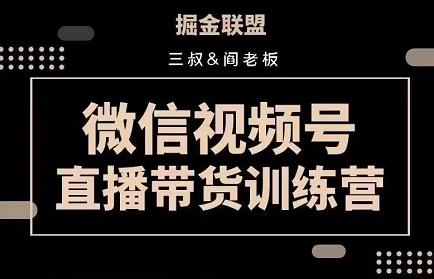 掘金联盟三叔/阎老板-视频号直播带货训练营，7月新课价值3980-iTZL项目网