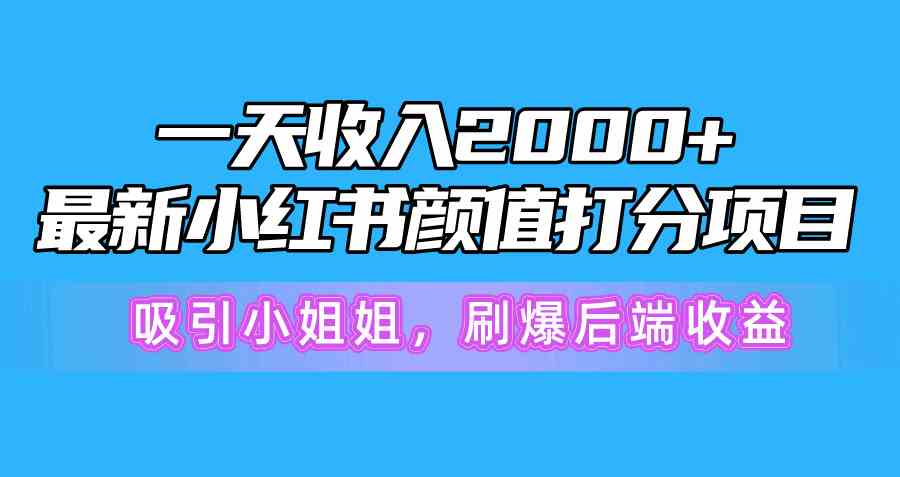 （10187期）一天收入2000+，最新小红书颜值打分项目，吸引小姐姐，刷爆后端收益-iTZL项目网