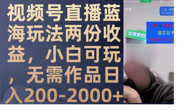 （7635期）视频号直播蓝海玩法两份收益，小白可玩，无需作品日入200-2000+-iTZL项目网