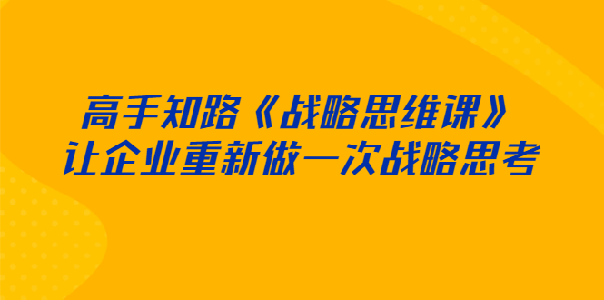 （2519期）高手知路《战略思维课》让企业重新做一次战略思考-iTZL项目网