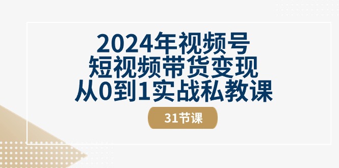 （10931期）2024年视频号短视频带货变现从0到1实战私教课（31节视频课）-iTZL项目网