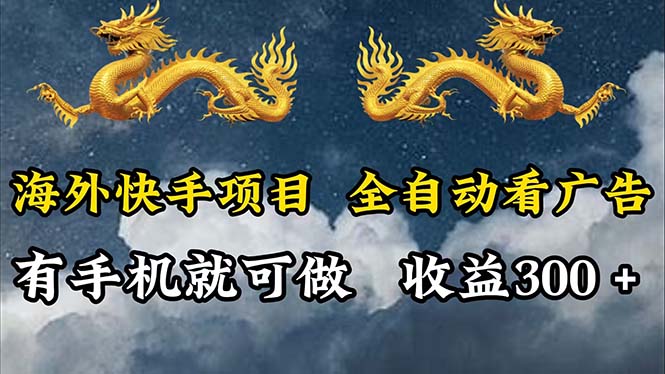 （12175期）海外快手项目，利用工具全自动看广告，每天轻松 300+-iTZL项目网