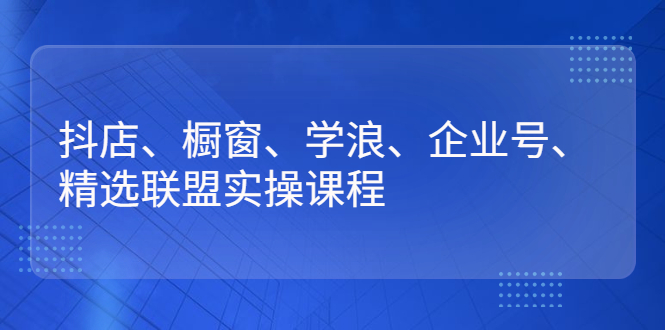 （2640期）抖店、橱窗、学浪、企业号、精选联盟实操课程-iTZL项目网