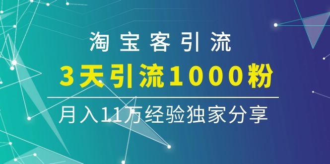 图片[1]-（1102期）淘宝客引流课程：3天引流1000粉，月入11万经验独家分享-iTZL项目网