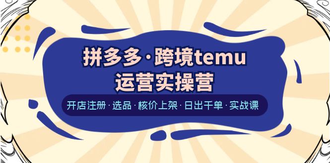 （6319期）拼多多·跨境temu运营实操营：开店注册·选品·核价上架·日出千单·实战课-iTZL项目网