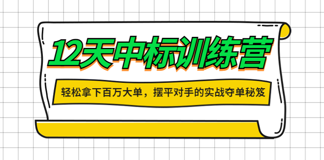 （4116期）12天中标训练营：轻松拿下百万大单，摆平对手的实战夺单秘笈！-iTZL项目网