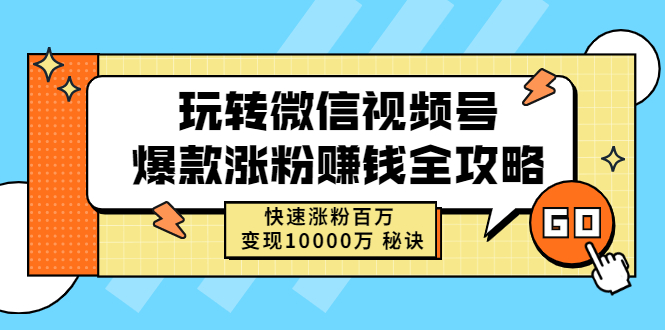 （2465期）玩转微信视频号爆款涨粉赚钱全攻略，快速涨粉百万 变现10000万 秘诀-iTZL项目网