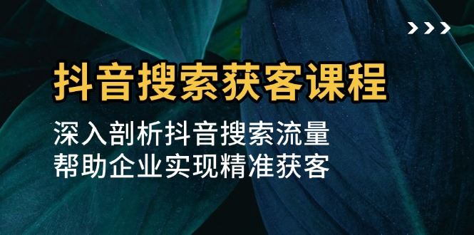 （13465期）抖音搜索获客课程：深入剖析抖音搜索流量，帮助企业实现精准获客-iTZL项目网