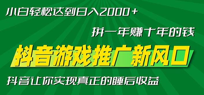 （13331期）新风口抖音游戏推广—拼一年赚十年的钱，小白每天一小时轻松日入2000＋-iTZL项目网