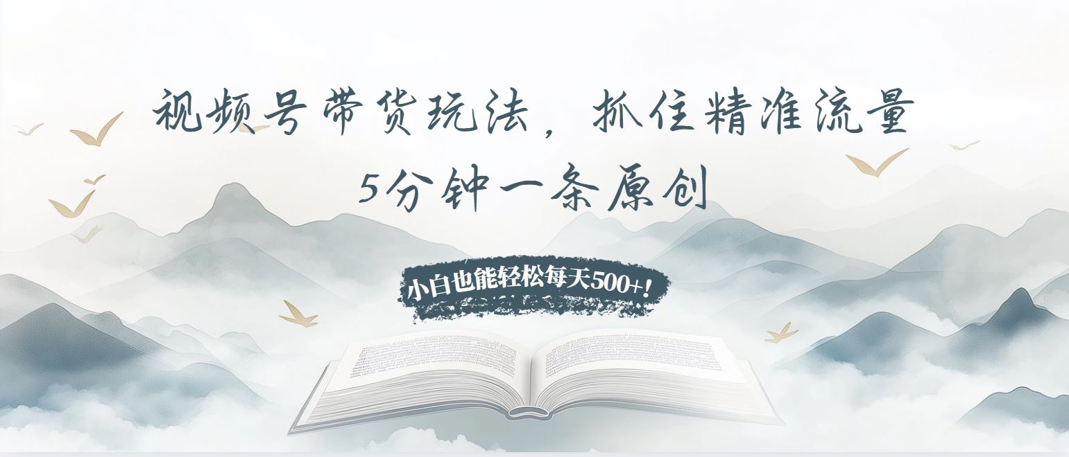 （13492期）视频号带货玩法，抓住精准流量，5分钟一条原创，小白也能轻松每天500+！-iTZL项目网