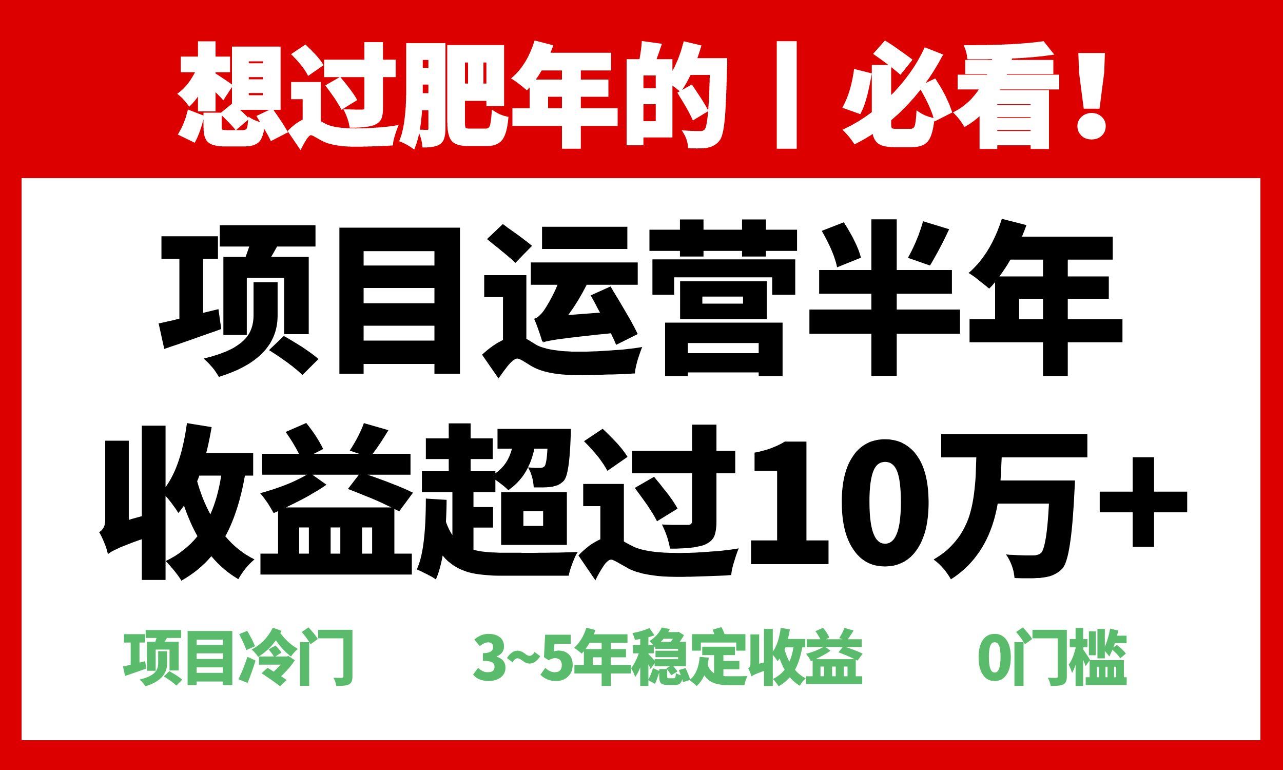 （13663期）年前过肥年的必看的超冷门项目，半年收益超过10万+，-iTZL项目网