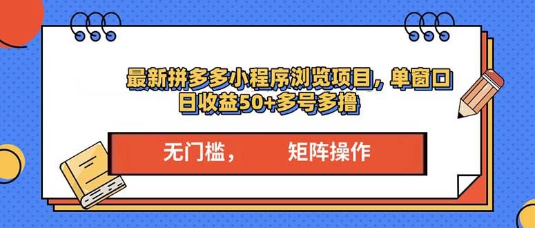 （13760期）最新拼多多小程序变现项目，单窗口日收益50+多号操作-iTZL项目网