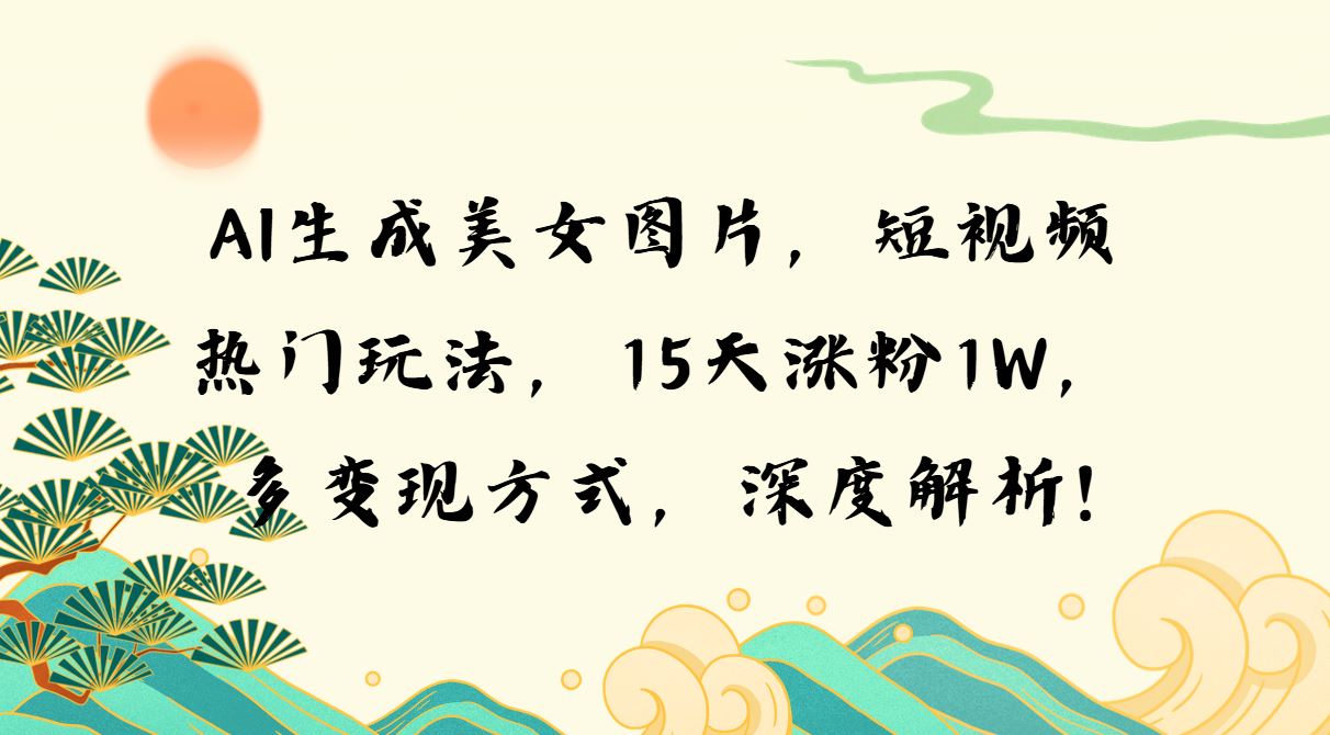 （13581期）AI生成美女图片，短视频热门玩法，15天涨粉1W，多变现方式，深度解析!-iTZL项目网