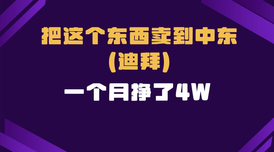 （13740期）跨境电商一个人在家把货卖到迪拜，暴力项目拆解-iTZL项目网