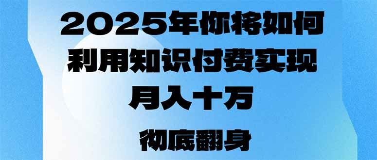 （14061期）2025年，你将如何利用知识付费实现月入十万，甚至年入百万？-iTZL项目网