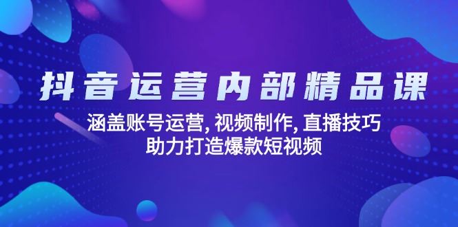 （14204期）抖音运营内部精品课：涵盖账号运营, 视频制作, 直播技巧, 助力打造爆款…-iTZL项目网