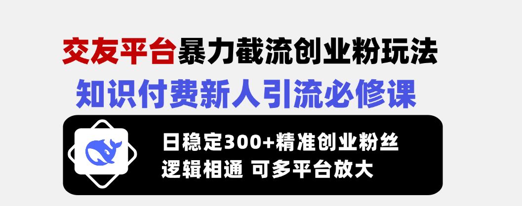 （14432期）交友平台暴力截流创业粉玩法，知识付费新人引流必修课，日稳定300+精准…-iTZL项目网